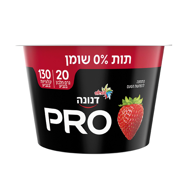 דנונה PRO יוגורט בטעם תות 20 גר׳ חלבון 0% שומן