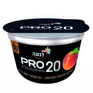 דנונה PRO יוגורט בטעם אפרסק 20 גר׳ חלבון 0% שומן
